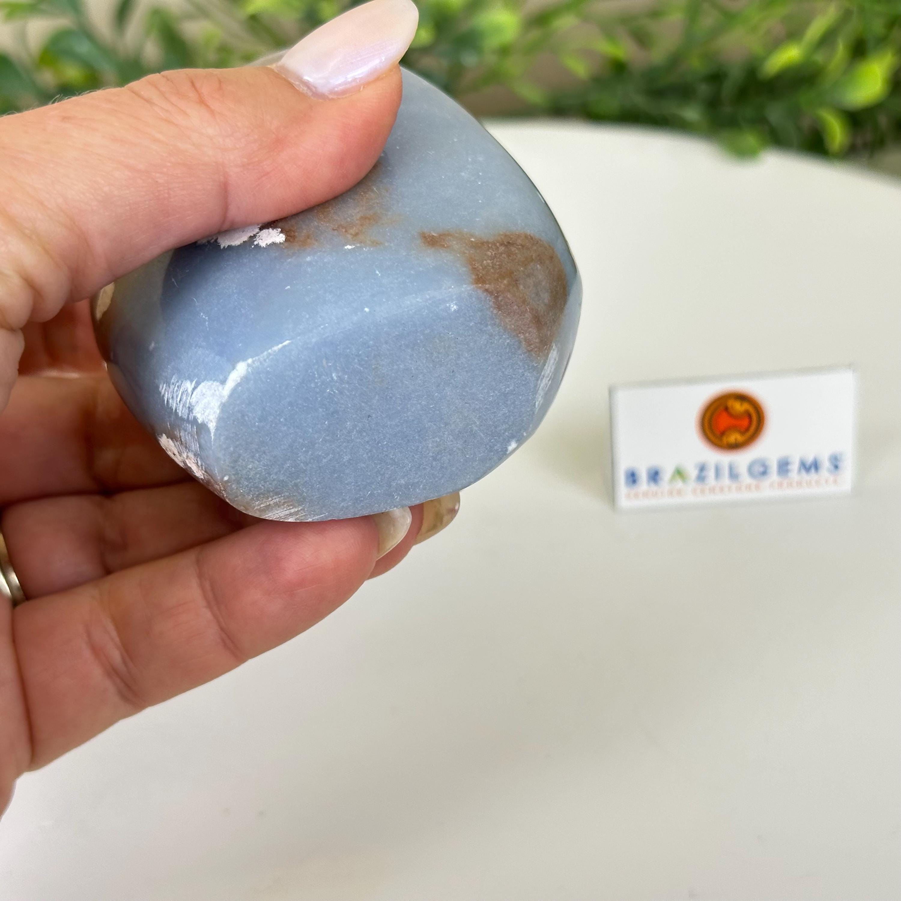 研磨済みフリーフォームエンジェライト宝石、0.8ポンド、高さ3インチ