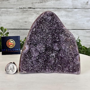 Extra Quality Galaxy Amethyst Cluster w/ flat bottom, 5.2&quot; Tall #5611-0377 by Brazil Gems®
