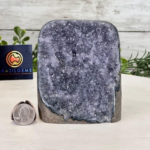 Extra Quality Galaxy Amethyst Cluster w/ flat bottom, 4.4&quot; Tall #5611-0372 by Brazil Gems®