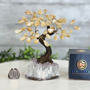 7&quot; Tall Citrine Handmade Gemstone Tree on a Crystal base, 60 Gems #5402CITR by Brazil Gems®