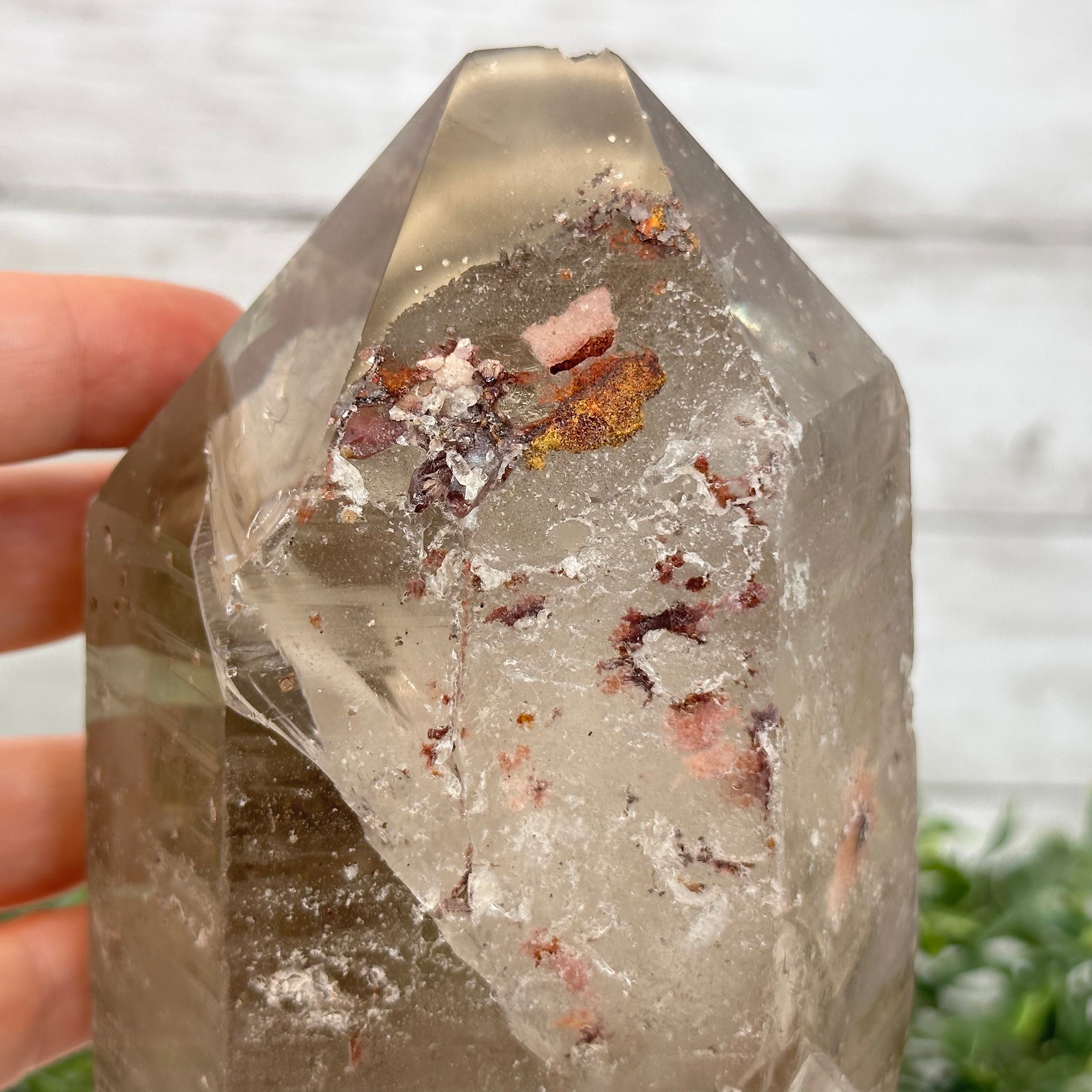 高品質スモーキークォーツクリスタルポイント（金属製スタンド付き