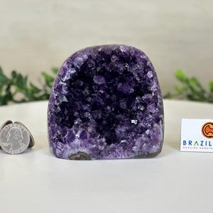 Small Extra Plus Quality Amethyst Cluster Flat Base, 3.25&quot; Tall #5611-0869 by Brazil Gems®