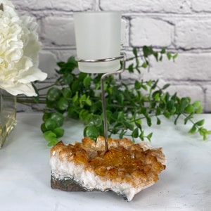 Citrine Cluster Votive Candleholder, ~7.5&quot; tall  #5557 by Brazil Gems