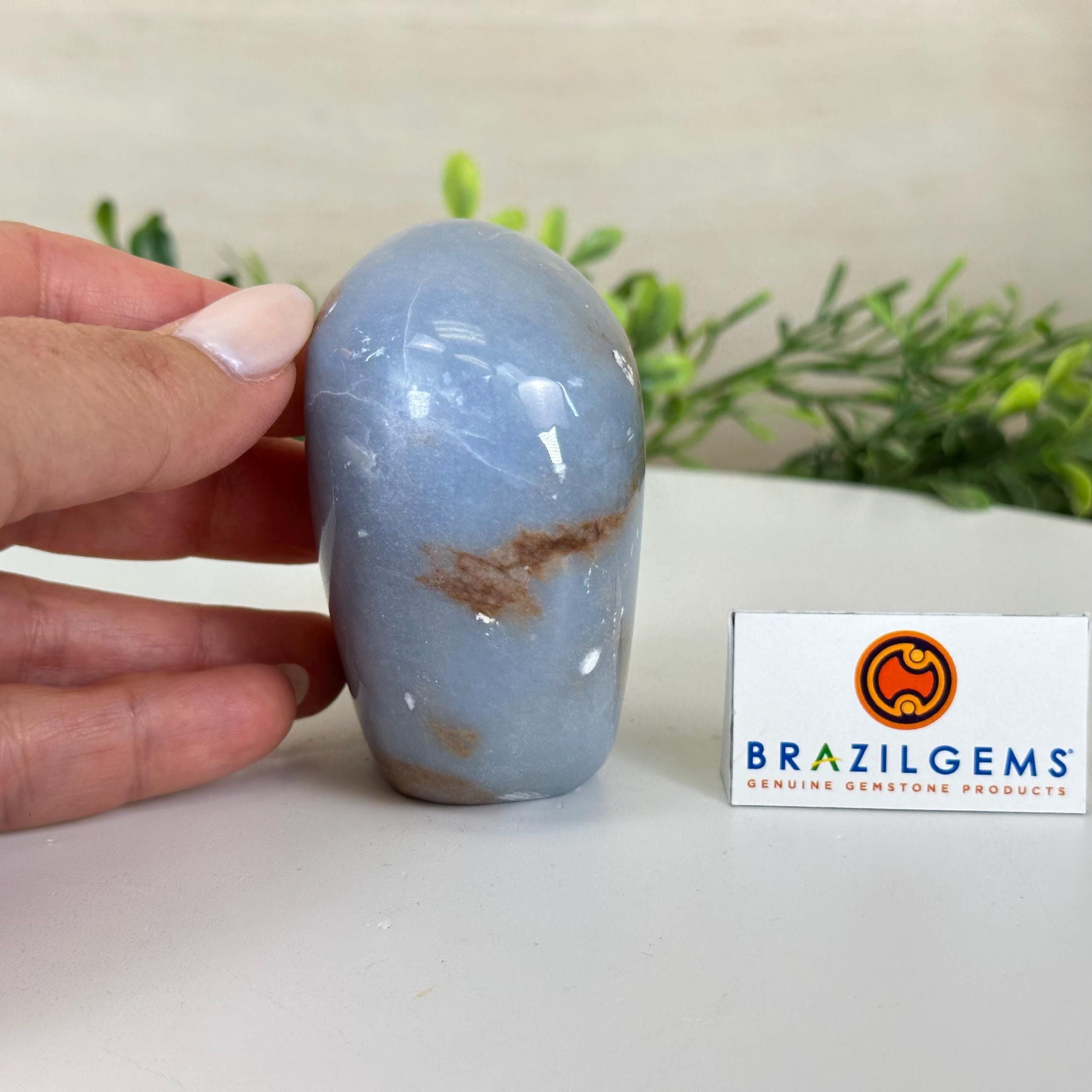 研磨済みフリーフォームエンジェライト宝石、0.8ポンド、高さ3インチ