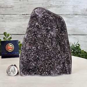 Extra Quality Galaxy Black Amethyst Cluster w/ flat bottom, 6.2&quot; Tall #5611-0379 by Brazil Gems®