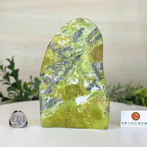 Polished Freeform Serpentine Stone Gemstone, 3.3 lbs & 6.6” Tall #3301SE-002 by Brazil Gems®