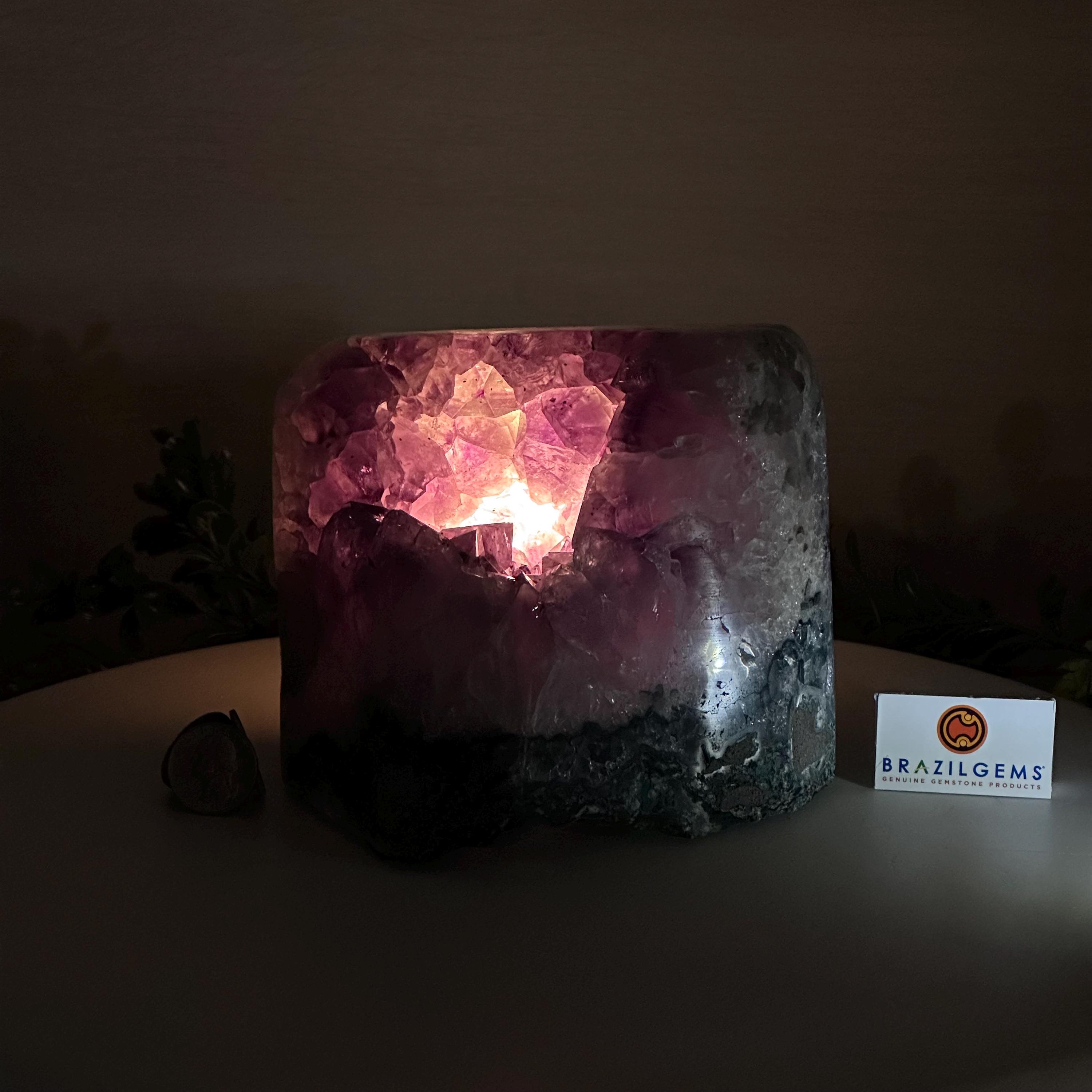 アメジストランプ ドゥルーシーアメジストナイトライト 6.3ポンド、高さ5.1インチ