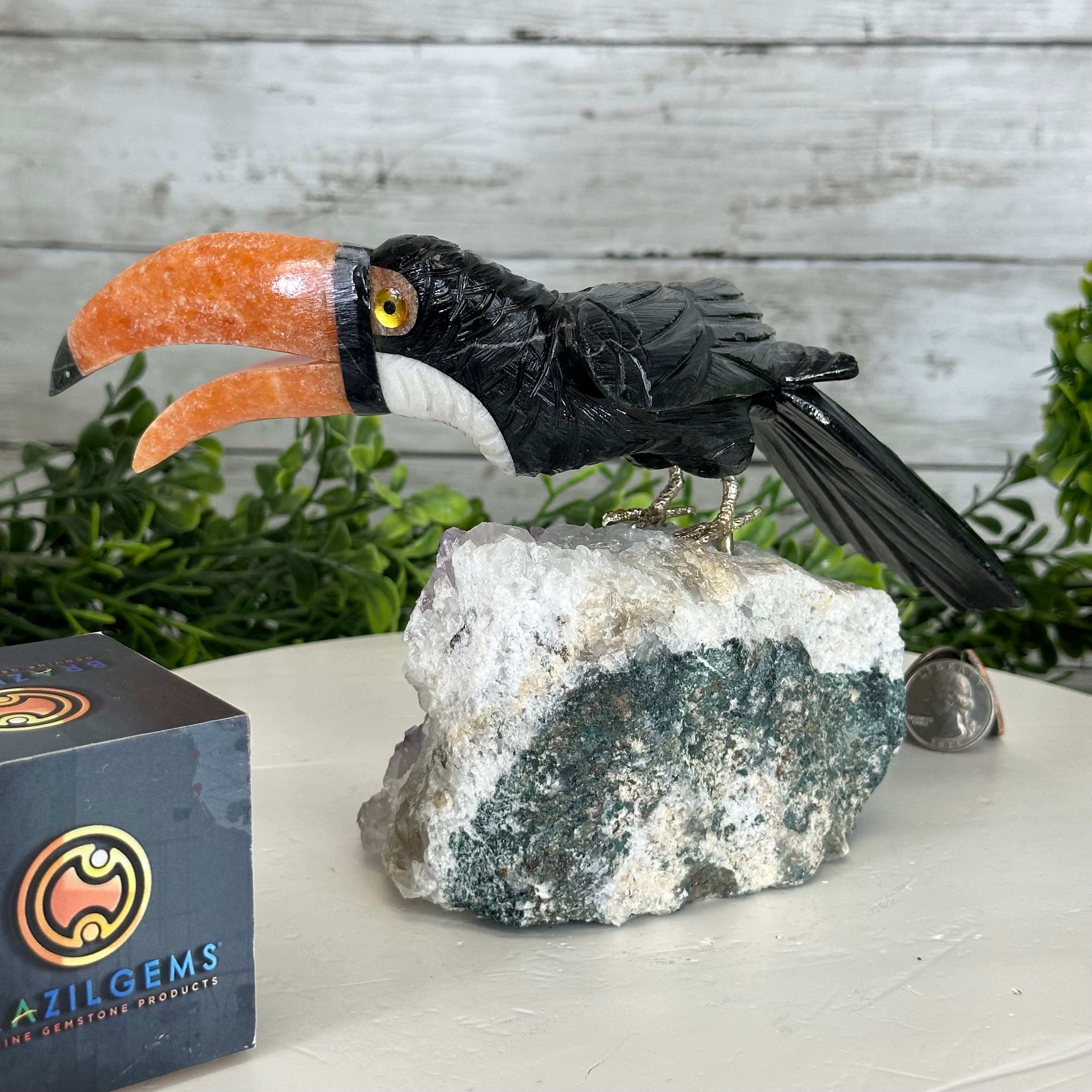 Hand-carved Black Onyx Toucan Bird 12 Hand-carved Black Onyx Toucan Bird 12
