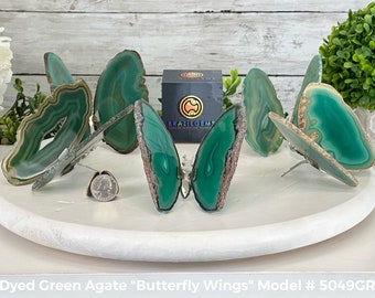 Small Green Agate &quot;Butterfly Wings&quot;, ~ 4&quot; Length #5049GR by Brazil Gems
