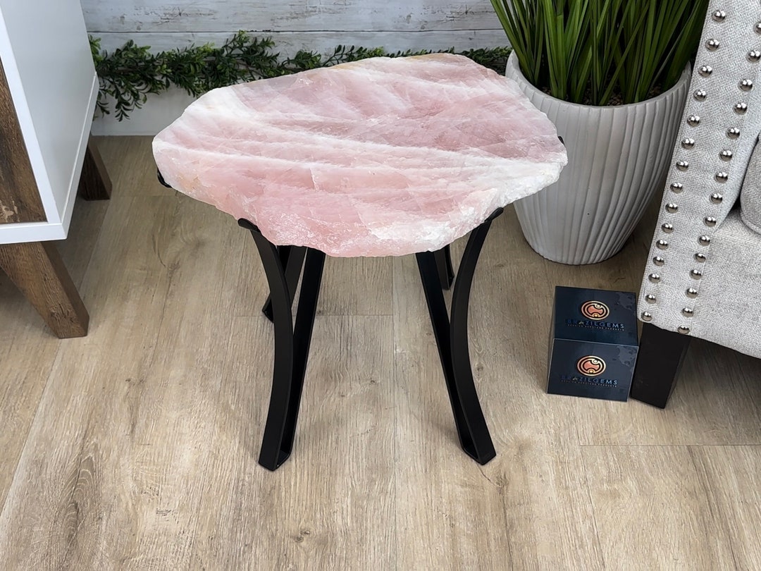 Brazilian Rose Quartz Coffee Table, 17.6" Long, 15.5" Tall 1394RQ001