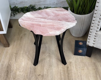 Brazilian Rose Quartz Coffee Table, 17.6" Long, 15.5" Tall #1394RQ-001 by Brazil Gems®