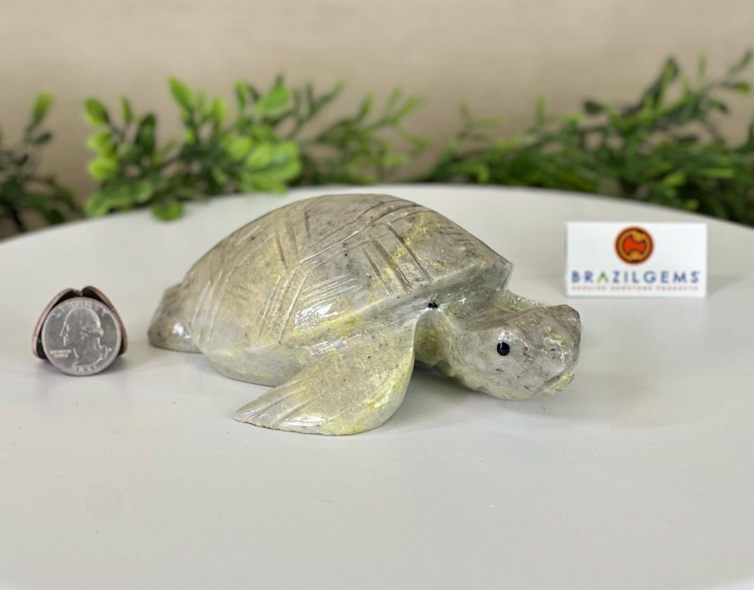 Handcrafted Serpentine Turtle Carving, 2 Lbs and 2.1