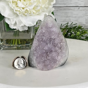 Extra Quality Amethyst Cluster w/ flat bottom, 4.1&quot; Tall #5611-0359 by Brazil Gems®