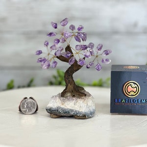 5&quot; Tall Amethyst Handmade Gemstone Tree on a Crystal base, 35 Gems #5401AMTH by Brazil Gems®