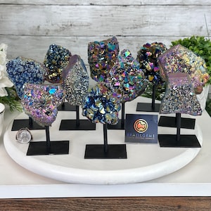 Amethyst Rainbow Aura Cluster on Stand, Select Your Item #5490AMRA by Brazil Gems®