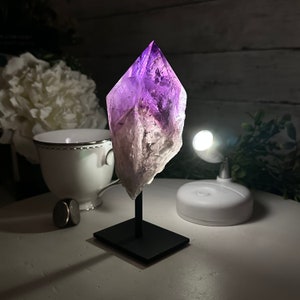 Amethyst Crystal Point on a Metal Stand, 6.5&quot; Tall Model #3122AM-002 by Brazil Gems