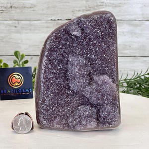 Extra Quality Galaxy Amethyst Cluster w/ flat bottom, 5.9&quot; Tall #5611-0378 by Brazil Gems®