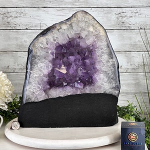 Standard Plus Quality Amethyst Crystal on Cement Base, 37.5 lbs and 13.7&quot; Tall Model #5614-0095 by Brazil Gems