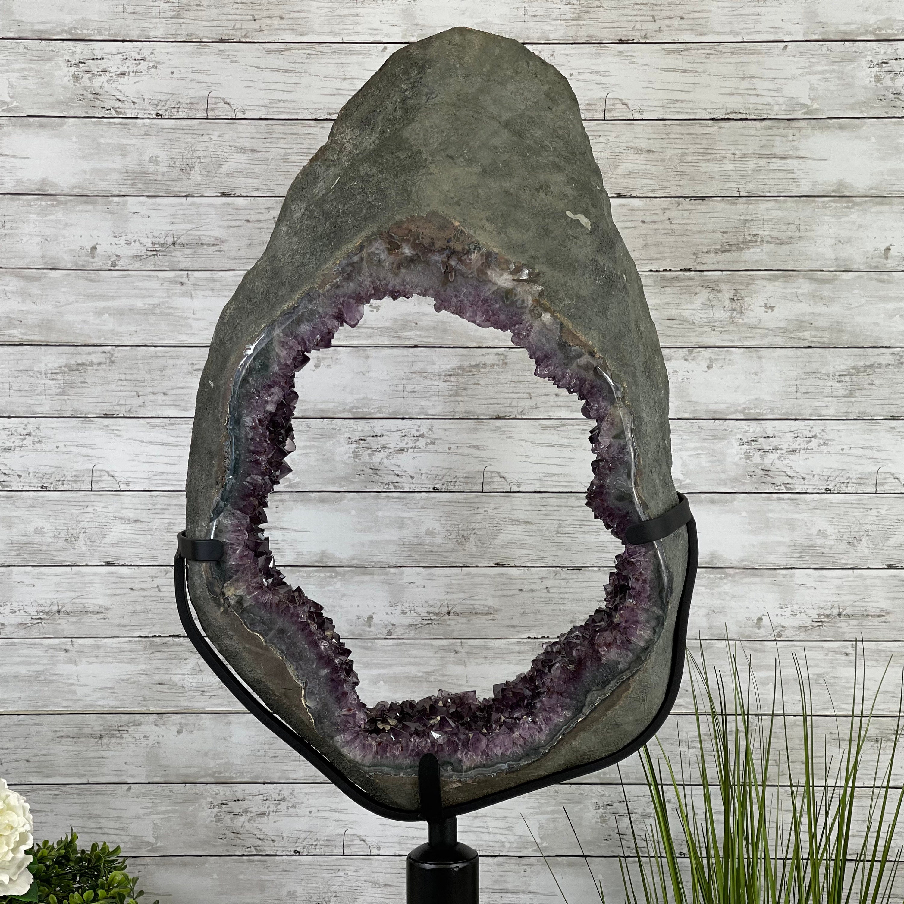 Extra Plus Quality Brazilian Amethyst Slice/ring on a Tall