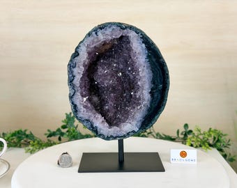 金属台座のアメジスト クラスター、3.9 ポンド、高さ 7.1 インチ #4491