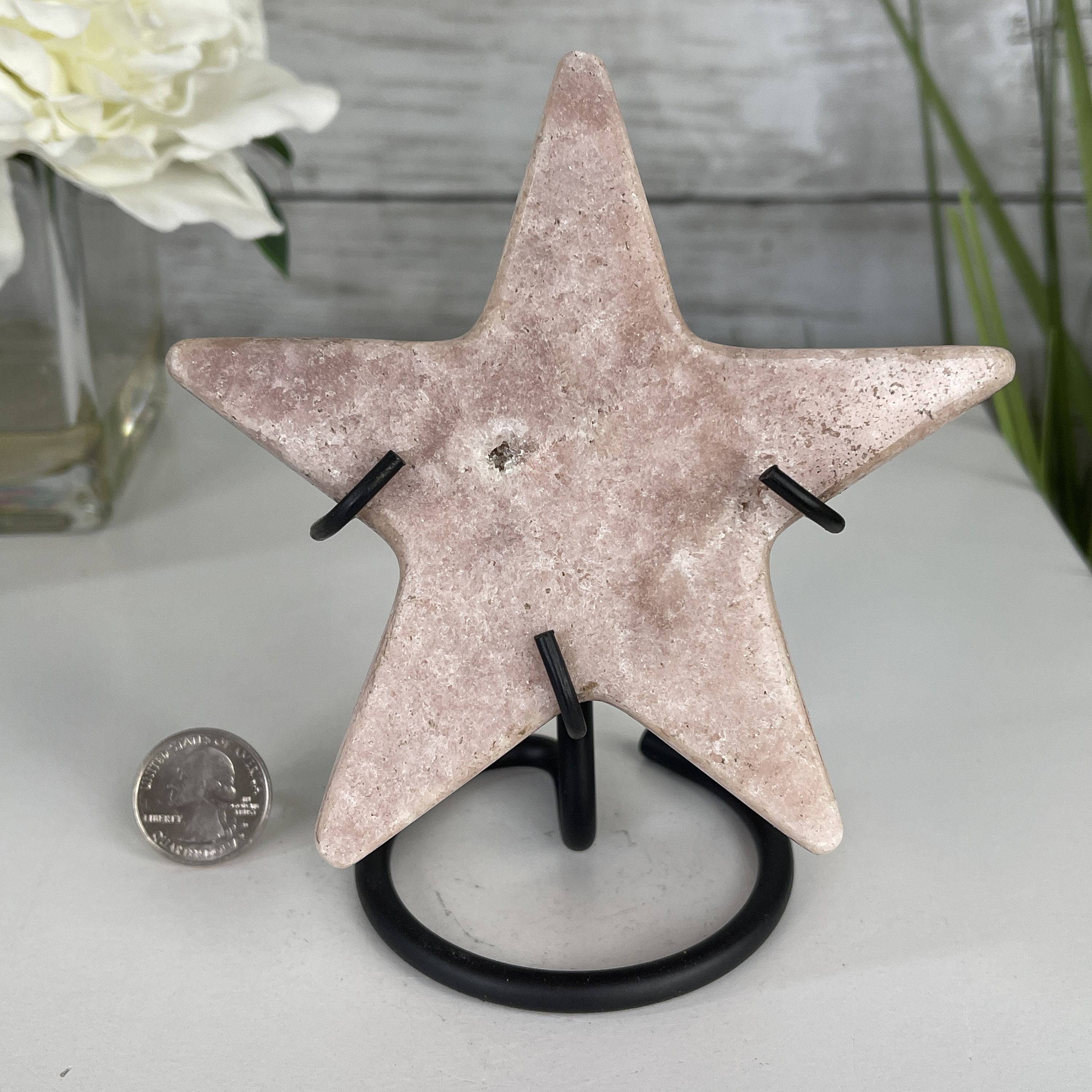 Pink Amethyst Star On A Metal Stand 5.5" Tall #5746-0003 By Brazil Gems