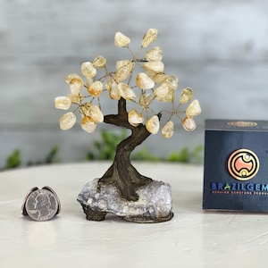 5&quot; Tall Citrine Handmade Gemstone Tree on a Crystal base, 35 Gems #5401CITR by Brazil Gems®