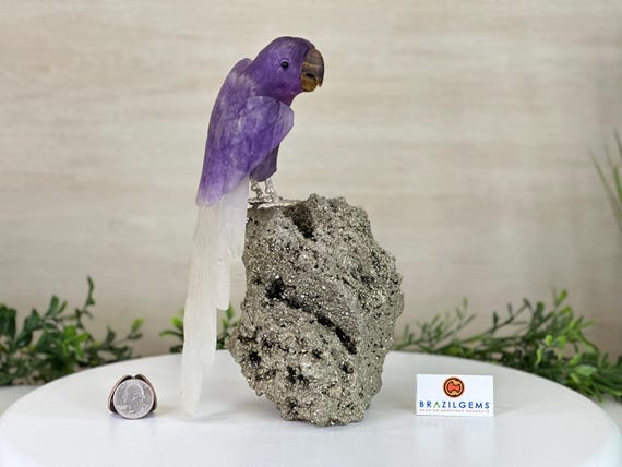 Large Hand-carved Amethyst Parrot 9.1