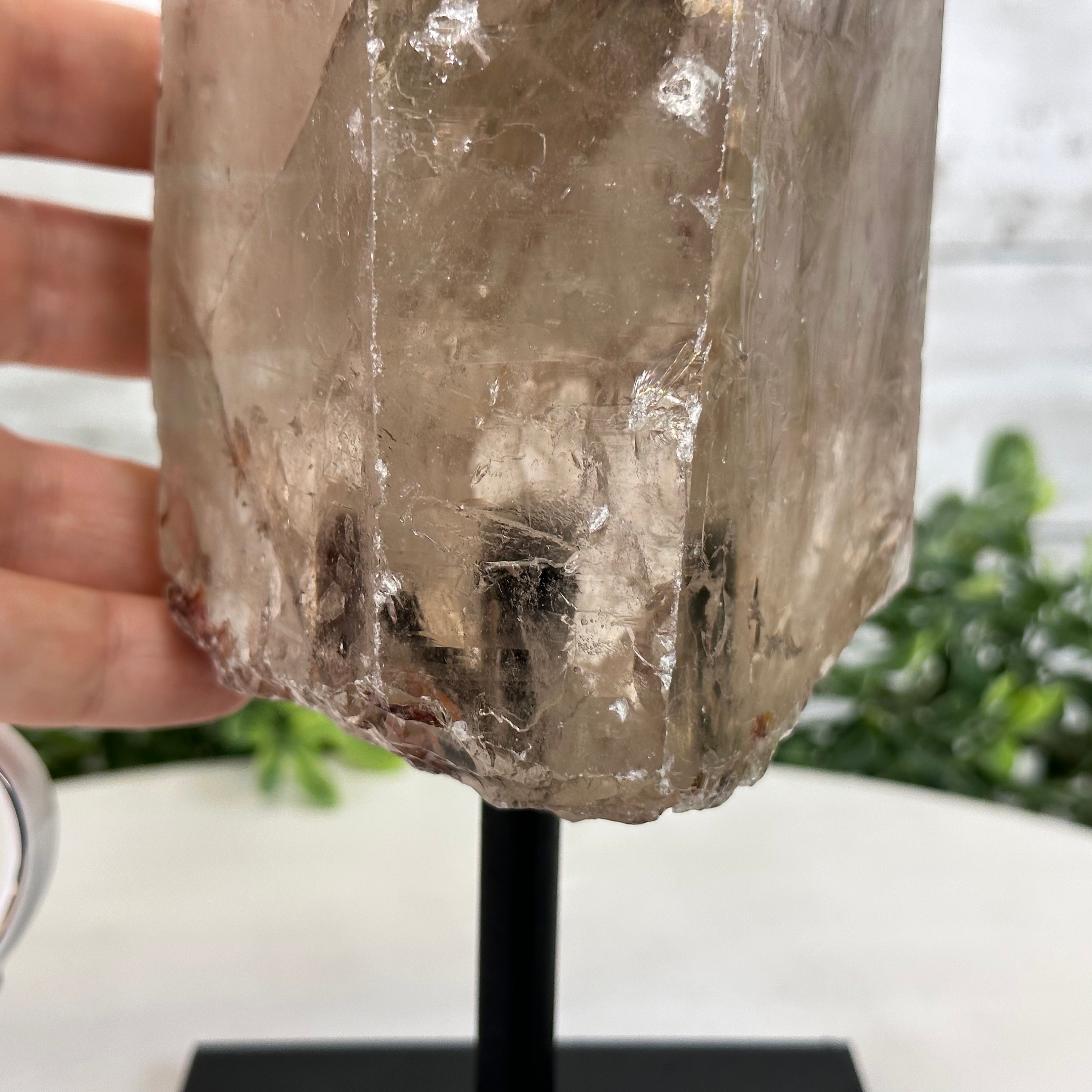 高品質スモーキークォーツクリスタルポイント（金属製スタンド付き