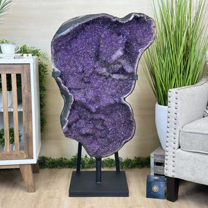 Extra Plus Uruguayan Amethyst Cluster on a Metal Base, 167.6 lbs & 41.1&quot; Tall, #5491-0249 by Brazil Gems®
