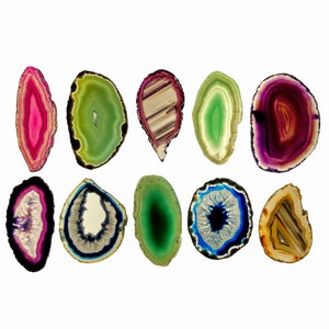 Craft Mixed Colors Agate Slices, NO Top Pendant Hole, 10 pieces #5054CONO by Brazil Gems