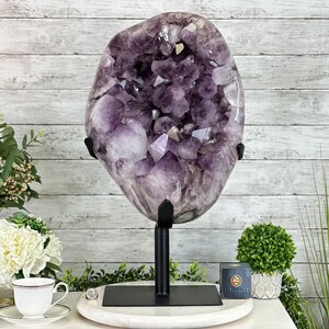 Super Quality Amethyst Cluster on a Metal Base, 76 lbs & 24.1&quot; Tall #5491-0161 by Brazil Gems®