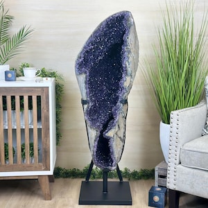 Super Quality Uruguayan Amethyst Cluster on a Metal Base, 169.8 lbs & 48.9&quot; Tall, #5491-0250 by Brazil Gems®