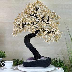 26.6&quot; Tall Large Citrine Gemstone Tree on an Amethyst Base, 720 gems #5407CI-016 by Brazil Gems®