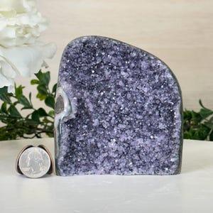 Extra Quality Galaxy Amethyst Cluster w/ flat bottom, 4.1&quot; Tall #5611-0409 by Brazil Gems®