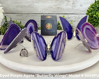 Small Purple Agate &quot;Butterfly Wings&quot;, ~4&quot; Length #5049PU Group 1 by Brazil Gems®