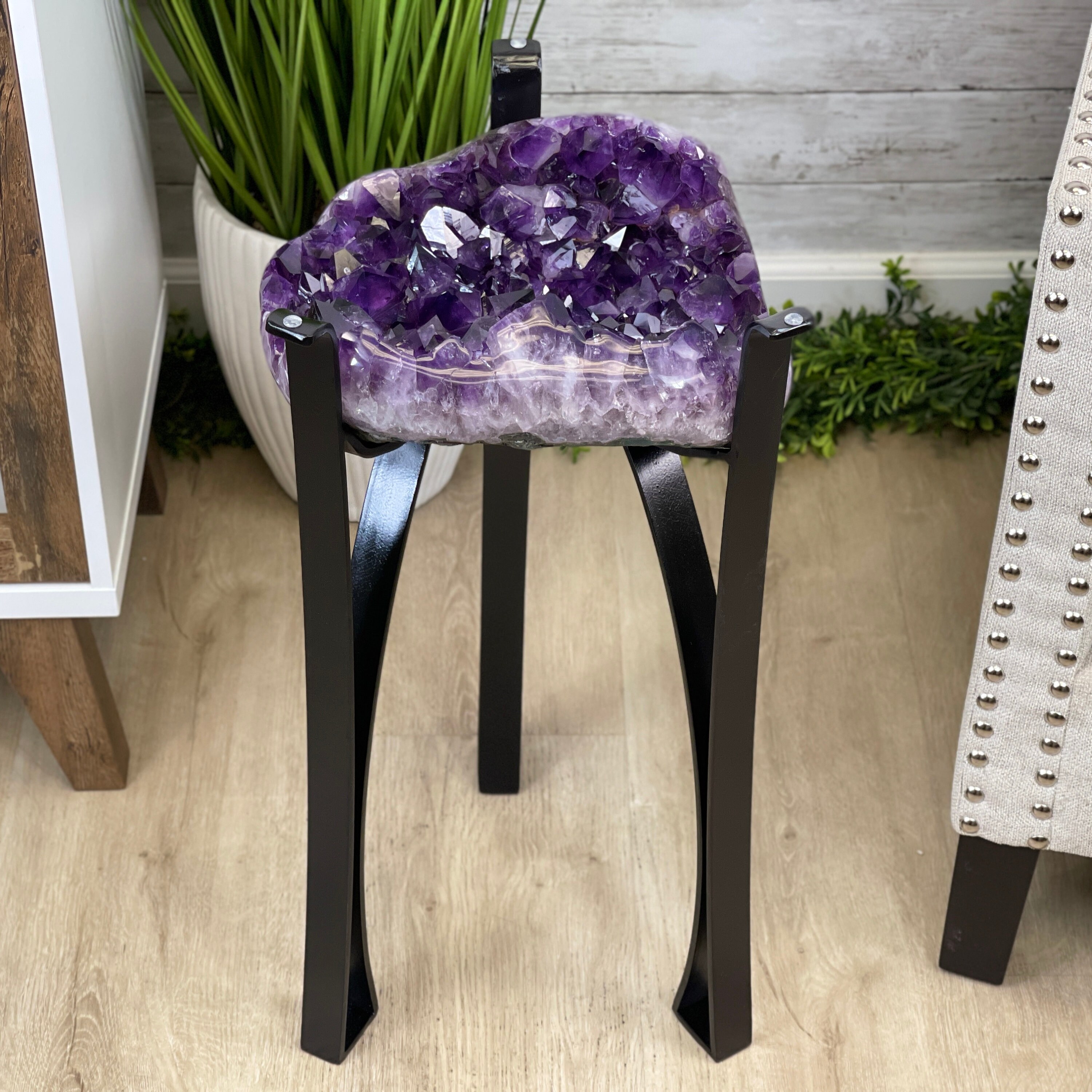 Super Quality Brazilian Amethyst Geode Side Table, 41.1 Lbs
