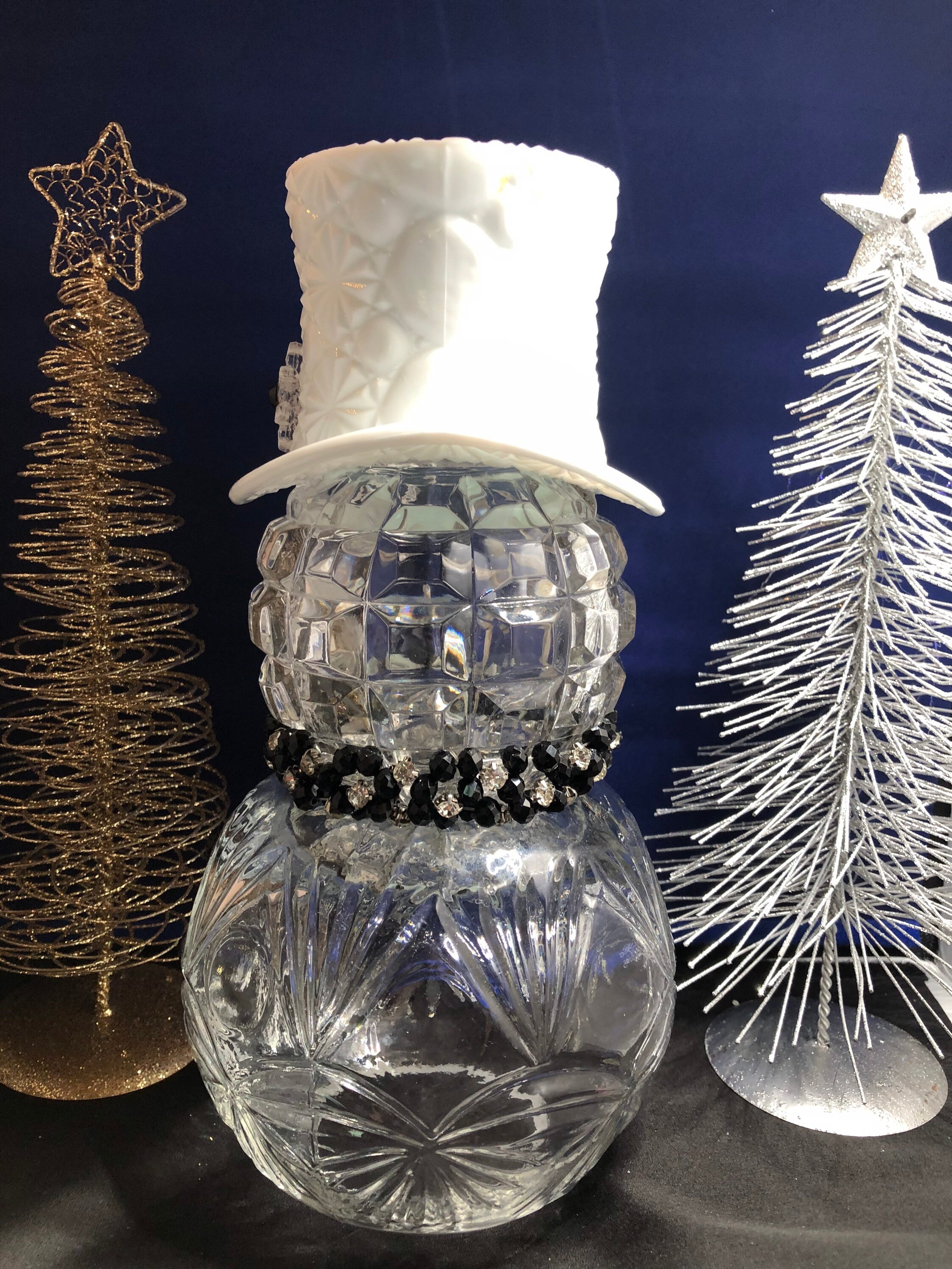 Repurposed glass snowman glass art snowman vintage snowman Etsy