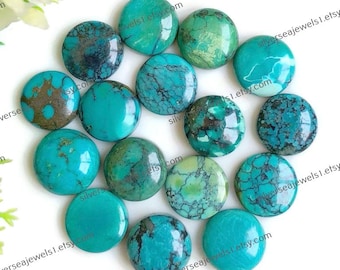 Cabujón de turquesa natural de 11 mm, forma redonda, 2 piezas, piedra preciosa turquesa para joyería, estilo suroeste, anillos llamativos, accesorios bohemios.