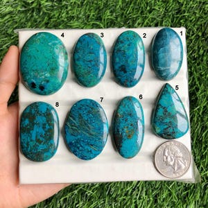 Azuriet cabochon, fantastische kwaliteit Azuriet edelsteen voor het maken van sieraden en oorbellen, met de hand gepolijste cabines, geboortesteen sieraden Lot-273