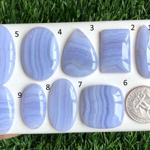 Blauer Spitze Achat Cabochon, Schöner Spitze Achat Edelstein für die Schmuckherstellung, handgemachter Cabochon, Draht gewickelter Anhänger LOT-164