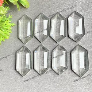 Clear Quartz 10x20mm Hexagon Shape Gemstone, 10 Pieces Lot Step Cut Natural Quartz Flat Back Gemstone For Jewelry Making, Quartz Jewelry