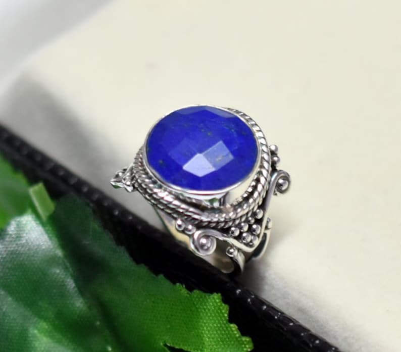 925 Sterliing Silver Ring Briolette Ring Stackable Rings Vintage Ring Christmas Sale Boho Ring Lapis Lazuli Jewelry Lapis Lazuli Ring