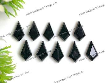 Black Onyx Faceted Gemstone, 7x12mm Step Cut Tie Kite Shape 10Pcs Lot Loose FacetedFGemstone For Jewelry Making, Wire Wrapped Pendant