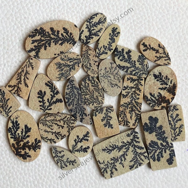 Natural Dendrite Fossil Cabochon Wholesale lot, Mix Shapes and Sizes, Beautiful Dendrite Fossil  For Jewelry and Craft Making