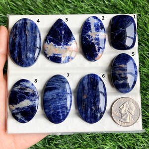 Cabochon di sodalite, pietra preziosa sciolta per la creazione di gioielli e orecchini, cabochon fatti a mano, gioielli con pietra portafortuna, lotto 293