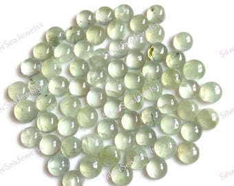 Prehnit runda cabochoner 6 mm, 10-pack gröna prehnit ädelstenar för smycken, handpolerade ädelstenar för gåvosmycken