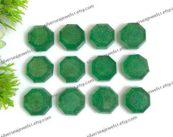 Green Strawberry Quartz Faceted Gemstone, 15x15mm Hexagon Shape With Flat-Back Cut Stone 10Pcs Lot Gemstone for Making Jewelry, Gift For Her