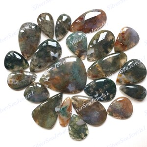 Cabochão de ágata verde musgo de qualidade incrível, lote de atacado, forma e tamanho mistos cabochão de ágata verde musgo para fabricação de joias com pedras preciosas