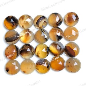 Montana Agate 12mm Round Shape Gemstone, Rose Cut With Flat Back 10 Pieces Lot, Montana Agate Faceted Rose Cut Gemstone For Jewelry Making