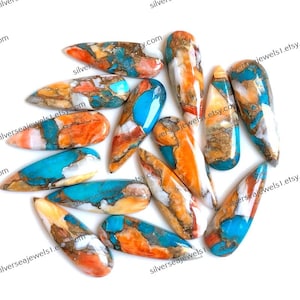 Cabochão de turquesa de ostra espinhosa, 10 x 30 mm CALIBRADO em forma de pêra, turquesa de ostra para fazer joias, presente de Natal para ela